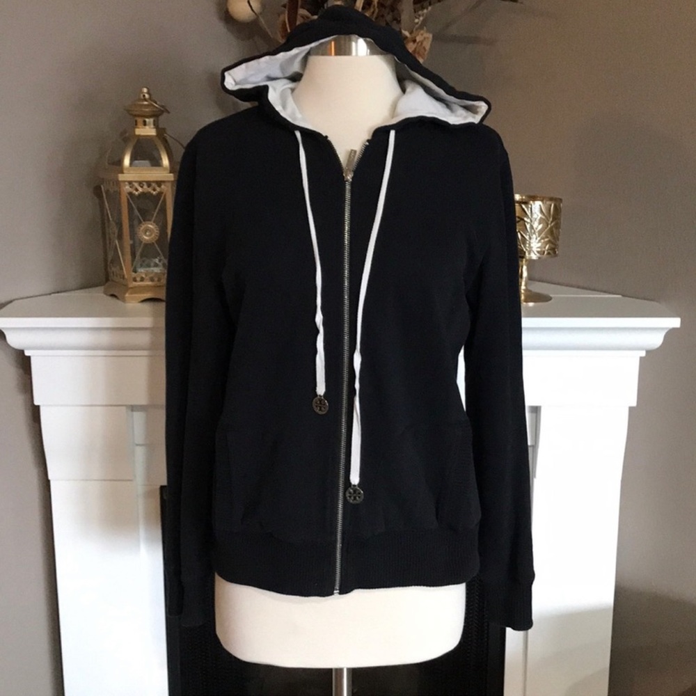 Tory Burch Full Zip Black/White Hoodie